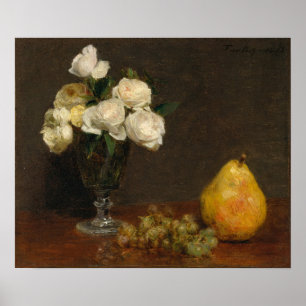 Poster Fantin-Latour - Vie Toujours Avec Roses Et Fruits