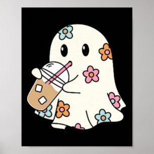 Poster Fantôme Boire Café Drôle Costume Halloween Coff
