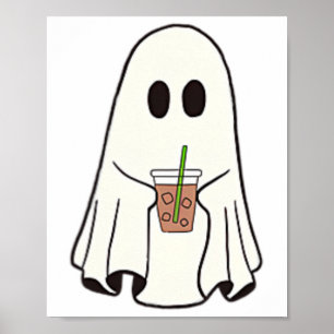 Poster Fantôme Boire Café Drôle Costume Halloween Coff