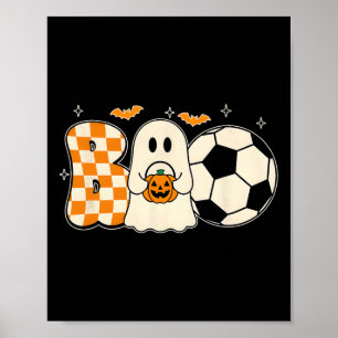 Poster Fantôme Boo Jouant Au Football Halloween Joueurs F