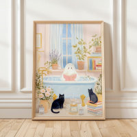 Fantôme Cozy lisant dans un bain moussant avec des