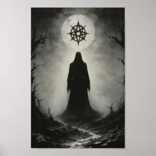 Poster Fantôme de démon maudit devant son symbole de roi