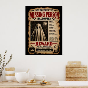 Poster Fantôme de personne disparue Halloween