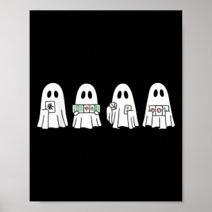 Poster Fantôme d'Halloween jouant au Mahjong Soky Saison