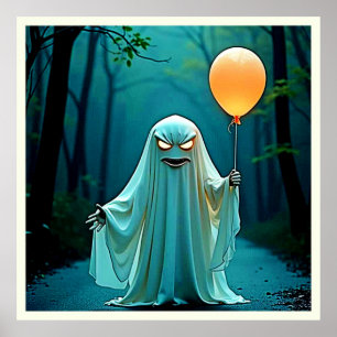 Poster Fantôme éffrayant avec Eerie Balloon