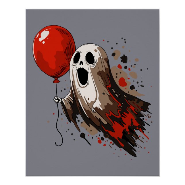 Poster Fantôme et ballon rouge (Devant)