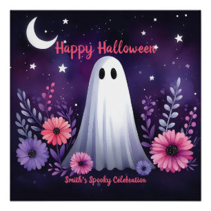 Poster Fantôme Fantaisiste et Floral Spooky Rose Violet