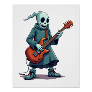 Poster Fantôme jouant de la guitare � T-shirt Halloween m
