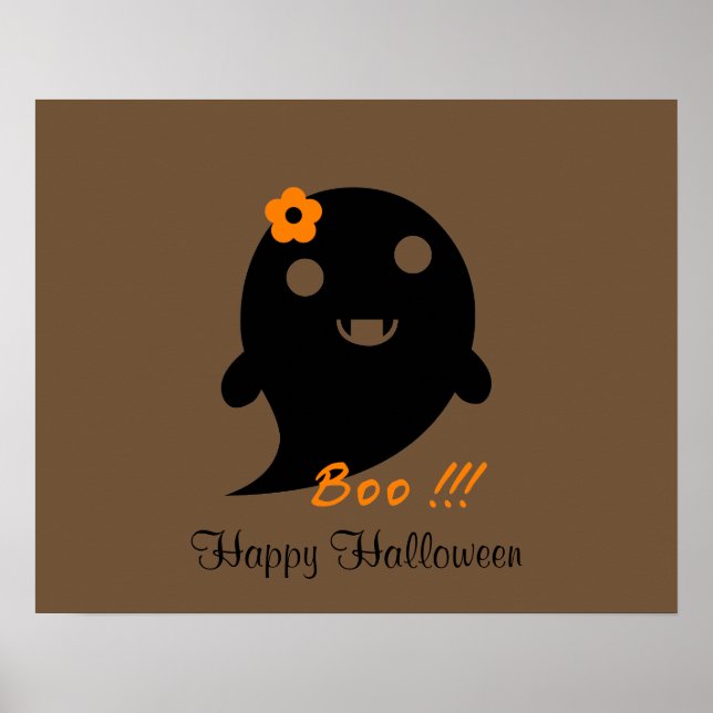 Poster Fantôme Mélange Avec Fleur Et Mot "Boo" (Devant)
