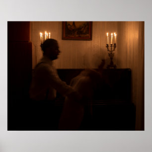 Poster fantômes d'horreur dans la chambre. couple de dans