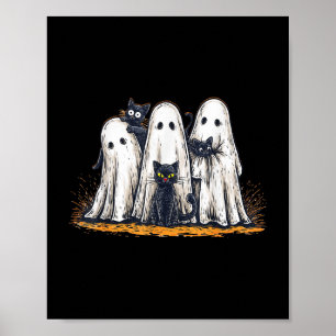 Poster Fantômes Drôle Tenir Des Chats Noirs Halloween Gho