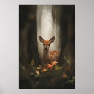 Poster Faon dans l'impression d'art de cerf bébé de la fo