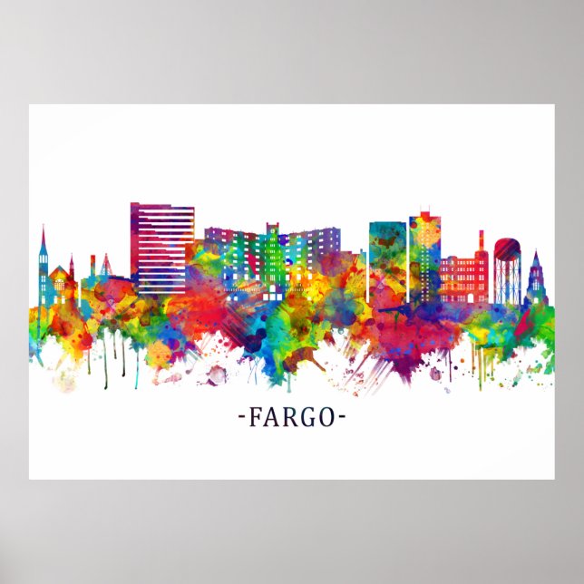 Poster Fargo North Dakota Skyline (Devant)