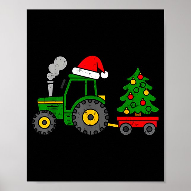 Poster Farm Christmas Tractor Tree Xmas Truck Boys Kids T (Devant)
