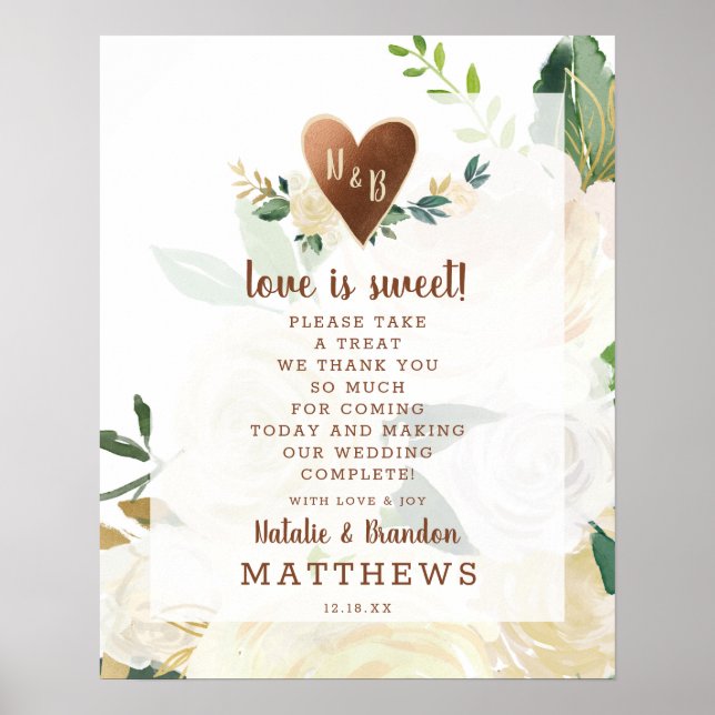 Poster Farmhouse Fresh Rustic Love is Sweet Mariage Sign (Devant)