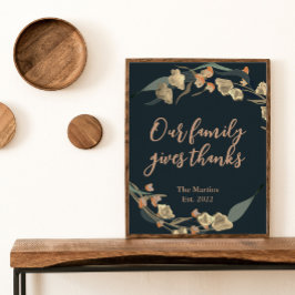 Poster Farmhouse Navy Botanical Thanksgiving Famille