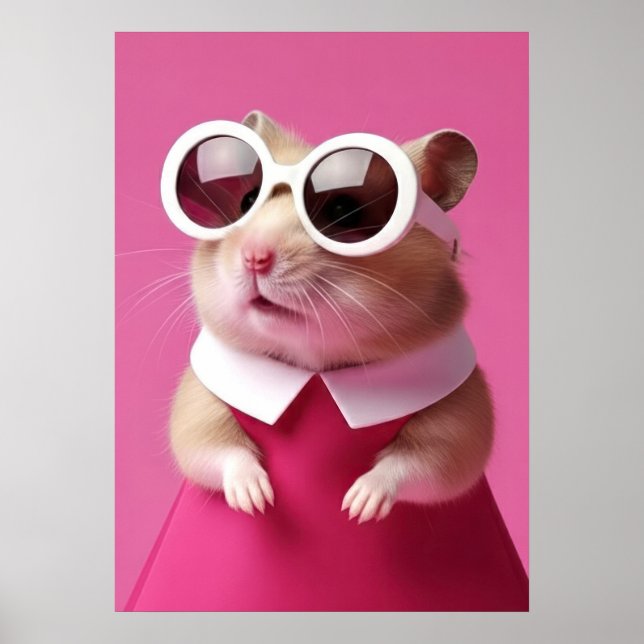Poster Fashion Hamster in Pink Dress - Cute Animal (Devant)