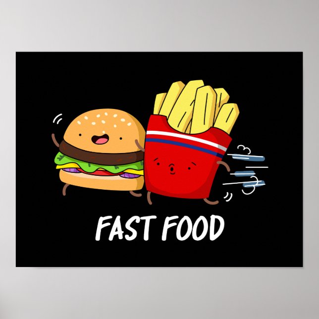 Poster Fast Food Burger Drôle Et Fries Pun (Devant)