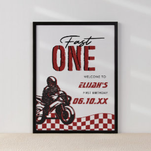 Poster Fast One Boys 1st Dirt Bike Anniversaire