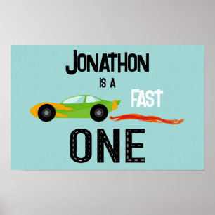 Poster Fast ONE racecar thème 1er anniversaire fête