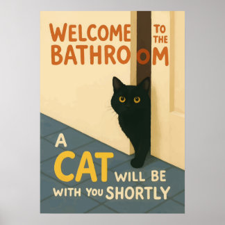 Poster Fat Cat Welcome Bathroom Cc