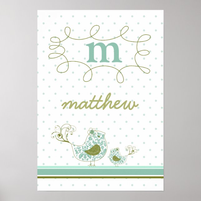 Poster fatfatit Blue Tourbillonnant Maman & Baby Bird Kid (Devant)