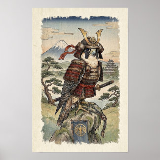Poster Faucon Samouraï Ukiyo-e - Oiseau de Proie Japonais
