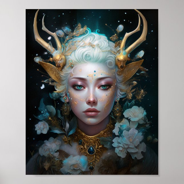 Poster Faun Elf Femme Imaginaire Art (Devant)
