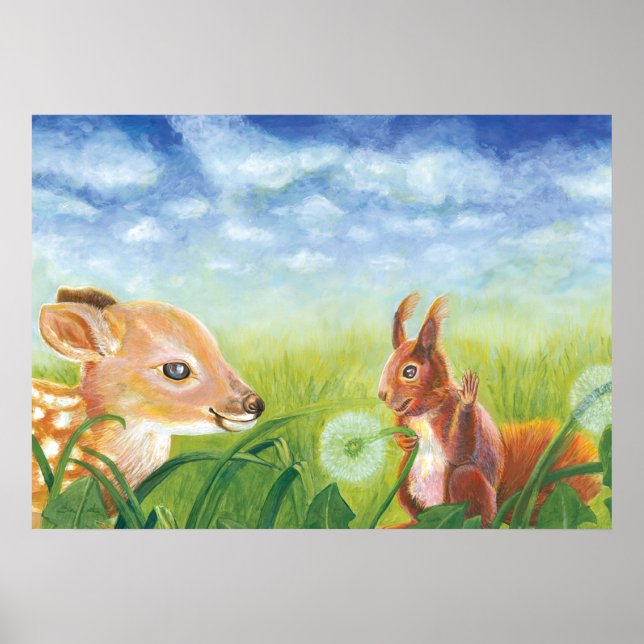 Poster Faune et écureuil (Devant)