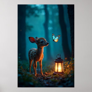 Poster Faune et papillon dans la forêt enchantée