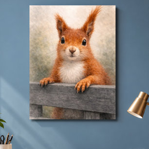 Poster Faune forestière écureuil roux