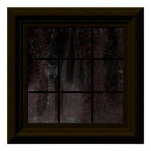 Poster Fausse Fenêtre Fantôme Dans Woods Halloween Maison