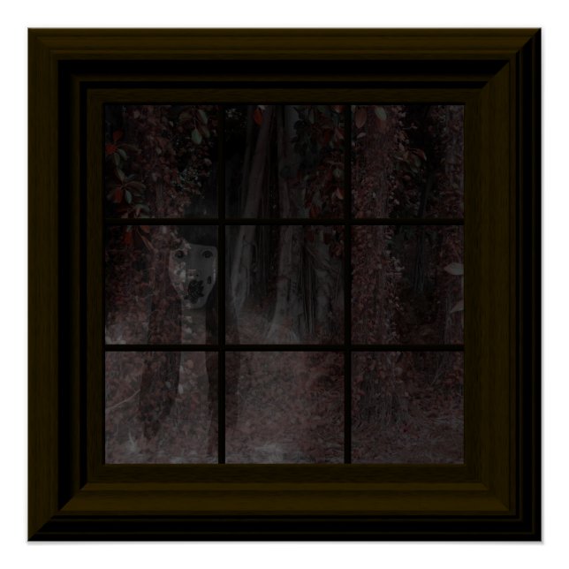 Poster Fausse Fenêtre Fantôme Dans Woods Halloween Maison (Devant)