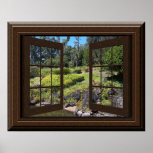 Poster fausse fenêtre paysage pacifique Zen