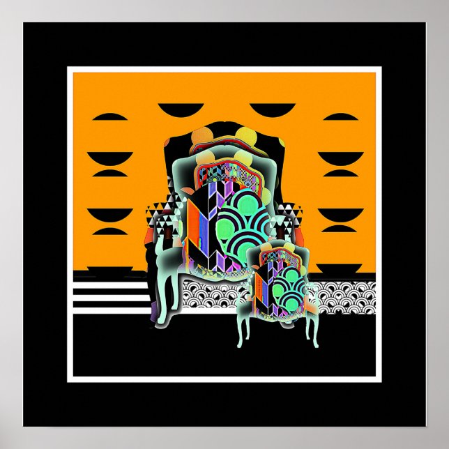 Poster Fauteuils triples Geo vintages (Devant)