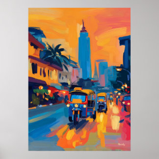 Poster Fauvist Bangkok Tuk Tuk Street