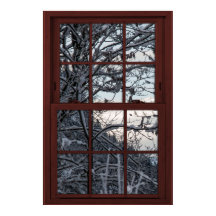 Faux Fenêtre - Illustration - Bois d'hiver Vue 1 s