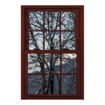 Faux Fenêtre - Illustration - Bois d'hiver Vue 2 d