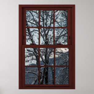 Poster Faux Fenêtre - Illustration - Bois d'hiver Vue 2 d