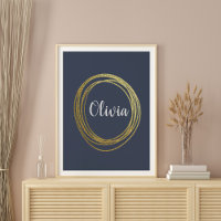 Faux Gold Abstrait Circle Design avec nom