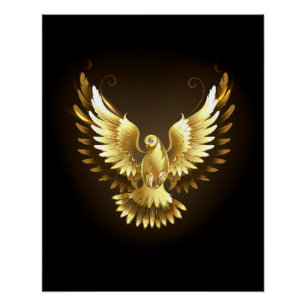 Poster Faux Gold Foil Peace Dove en noir