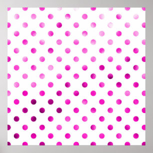 Poster Faux métalliques roses chauds Foil Polka Point Bla