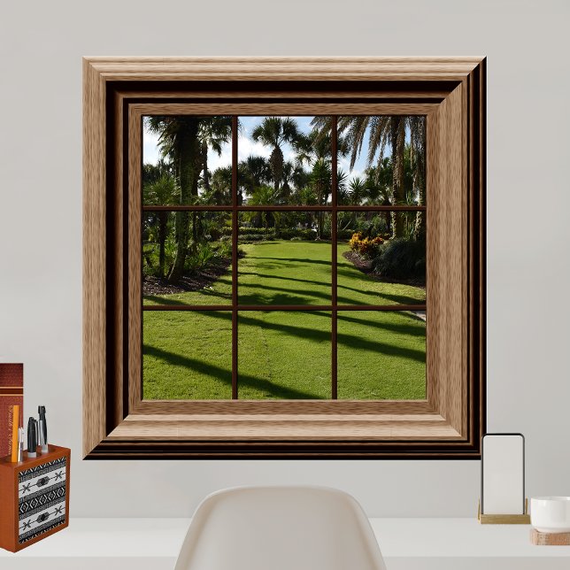 Poster Faux Window Palmiers Grass Tropiques Repos Vue (Créateur téléchargé)