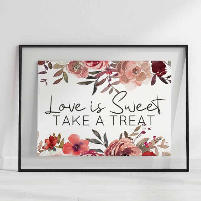 Poster Faveur de Roses Florales Rouge Blush L'Amour Est D (Créateur téléchargé)