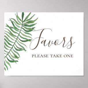 Poster Faveurs. Aquarelle mariage palmier tropical verdur