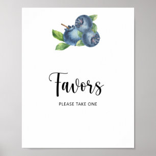 Poster Faveurs bleu aquarelle myrtille
