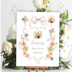 Poster Faveurs de Baby Shower aquarelle florale Maman abe
