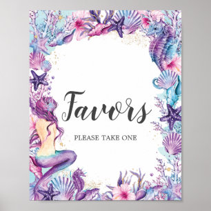 Poster Faveurs de Baby Shower de mariage de sirène sous l