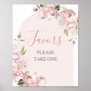 Poster Faveurs de Baby Shower Fille Fleurs Roses Bébé en