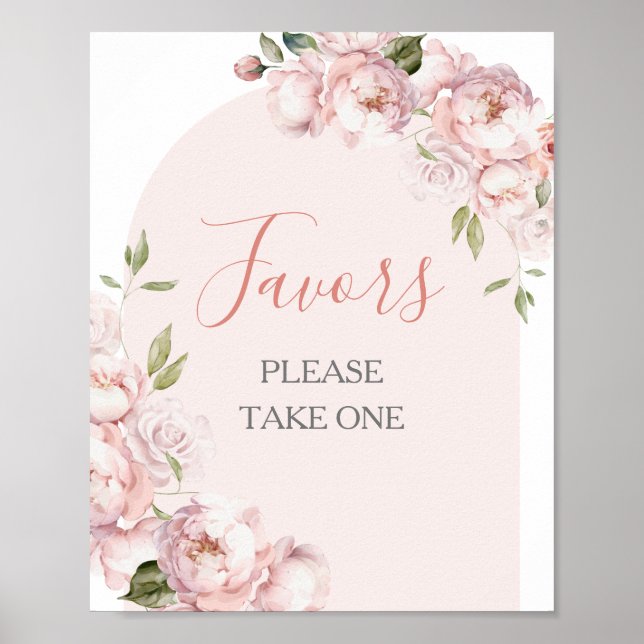 Poster Faveurs de Baby Shower Fille Fleurs Roses Bébé en  (Devant)